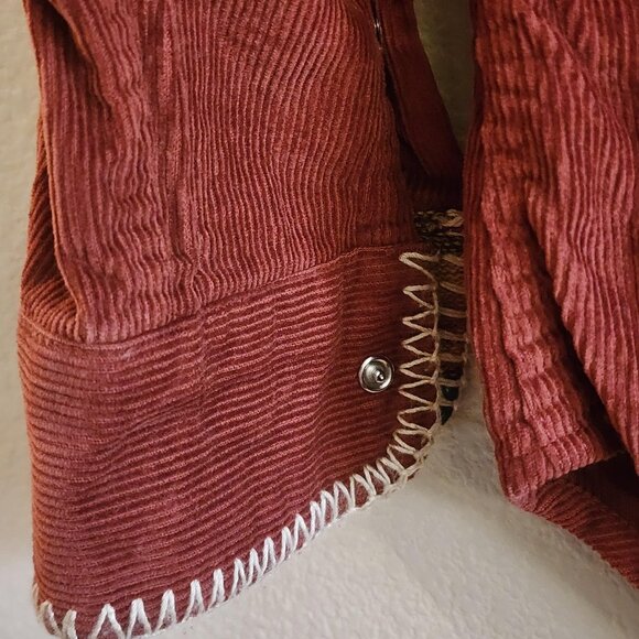 Semantic Design Shirt Mens Large Red Corduroy Western Aztec Pocket Vintage Style - Picture 7 of 14